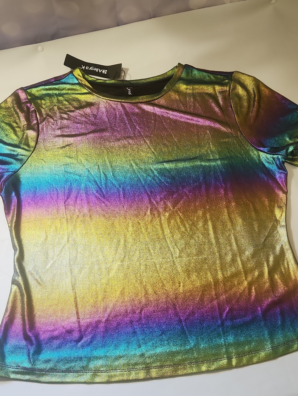 ✅️ 3/$12 Allegra K Iridescent Green Purple Shimmer Top